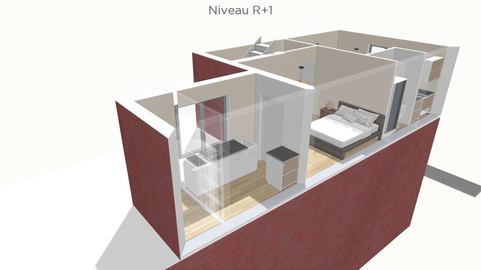 projection 3D de l'ensemble d'une maison